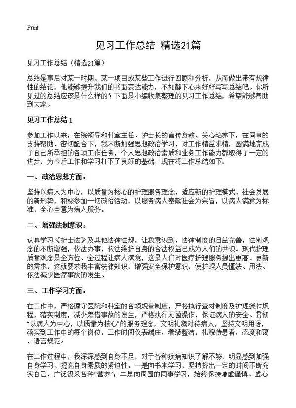 见习工作总结21篇