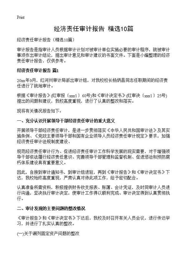 经济责任审计报告10篇