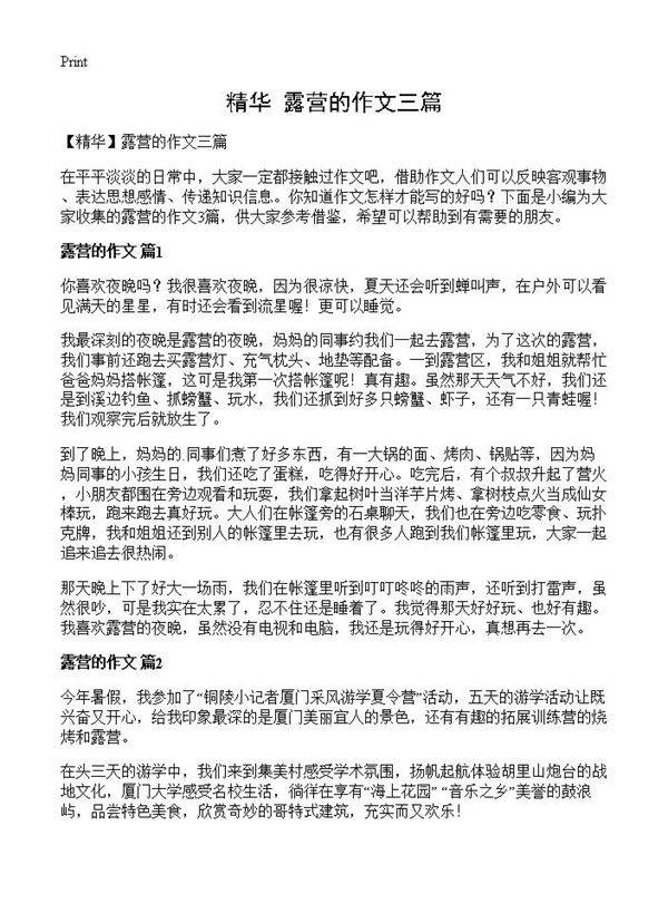 露营的作文三篇