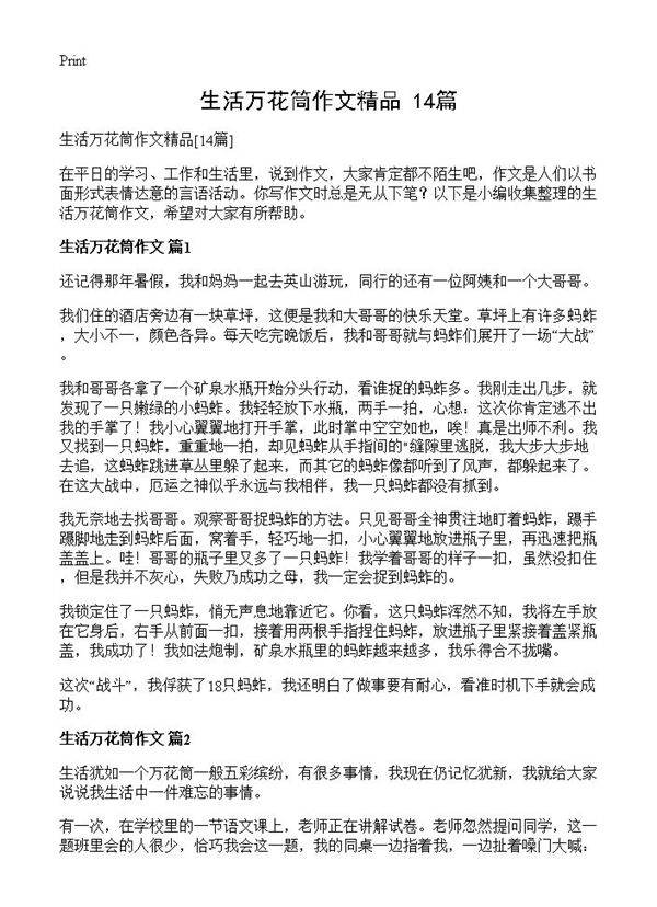 生活万花筒作文精品14篇
