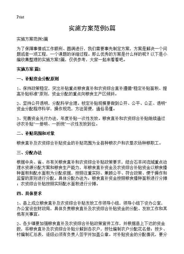 实施方案范例5篇