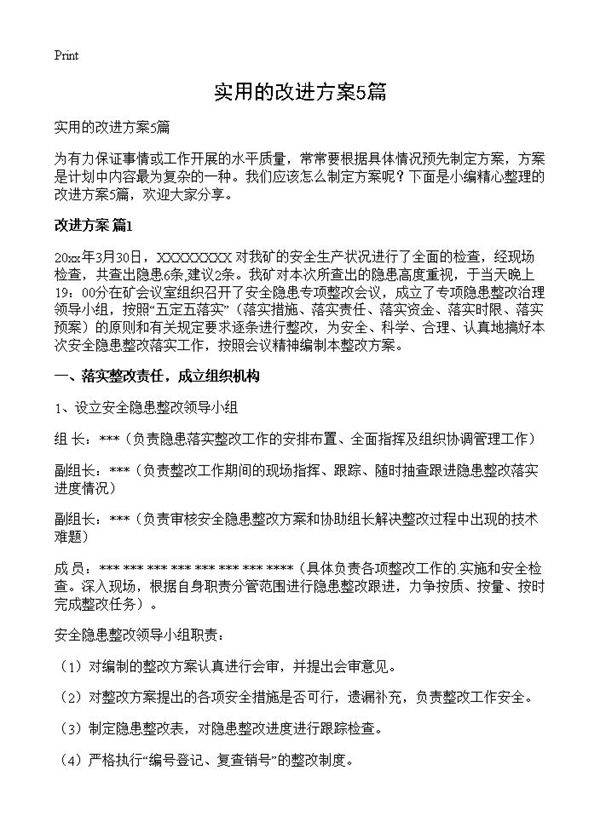 实用的改进方案5篇
