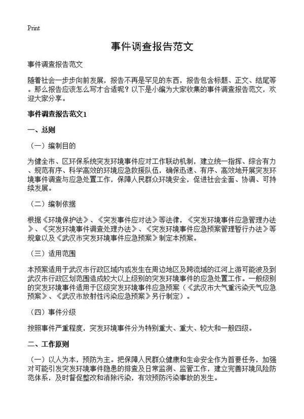 事件调查报告范文