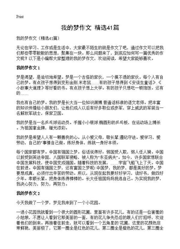 我的梦作文41篇