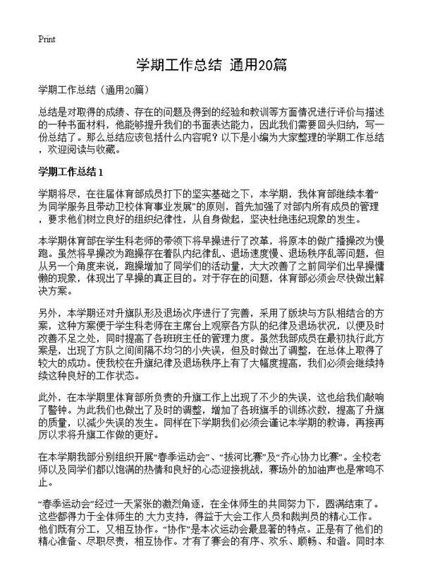 学期工作总结20篇