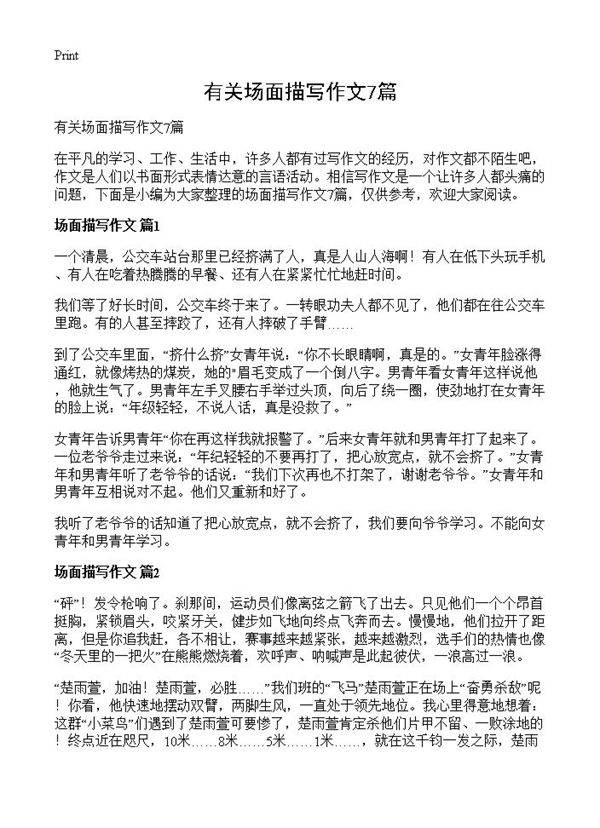 有关场面描写作文7篇