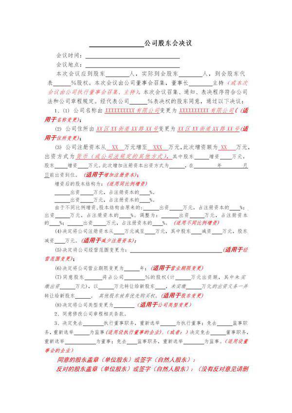 法律服务-股东会决议