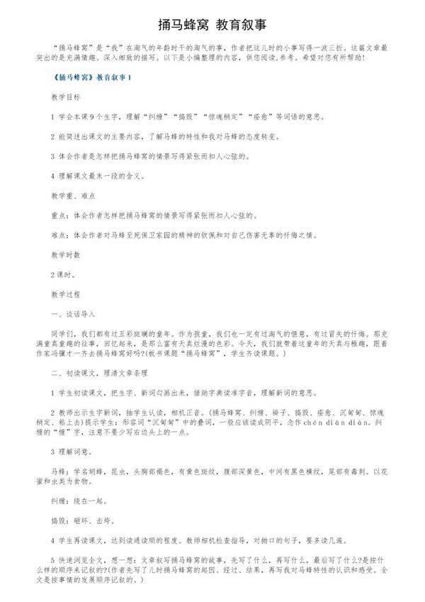 《捅马蜂窝》教育叙事