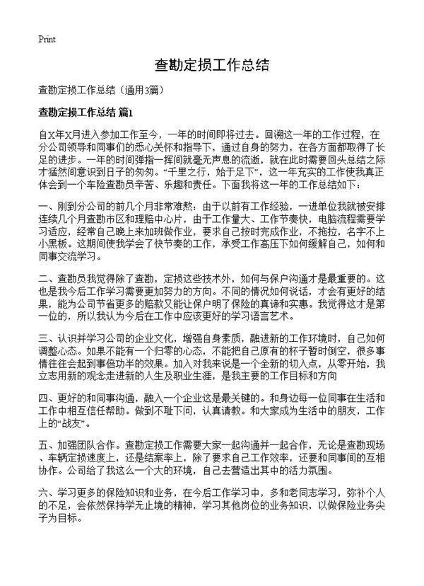 查勘定损工作总结3篇