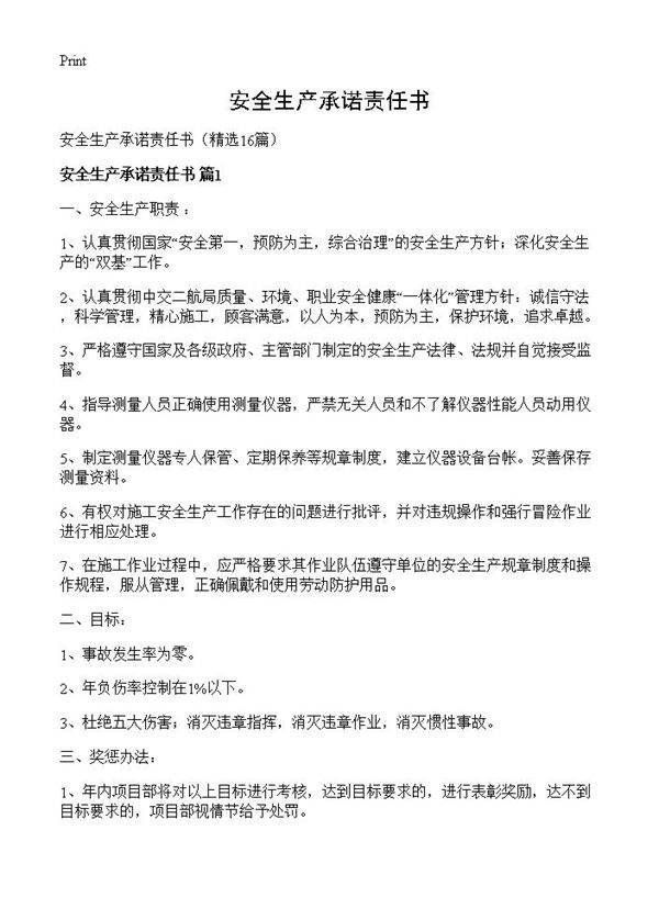 安全生产承诺责任书16篇