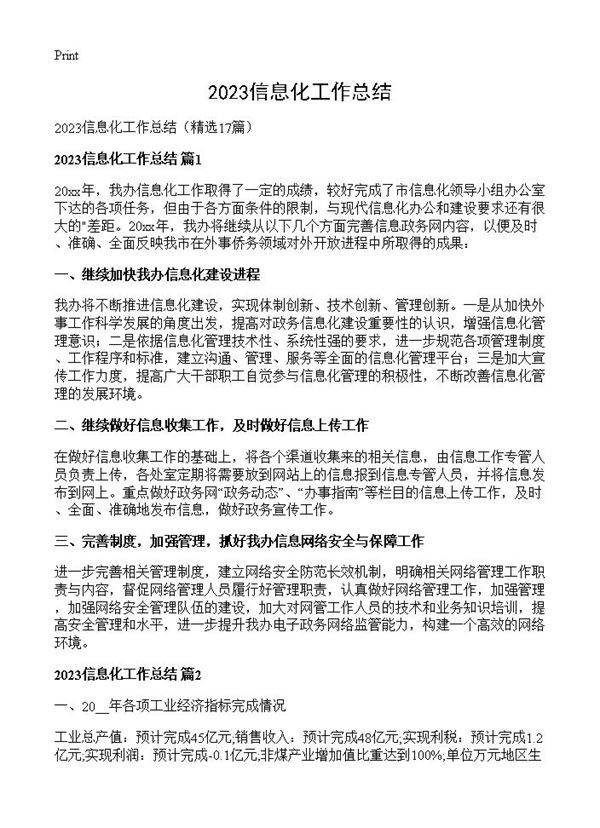 2023信息化工作总结17篇