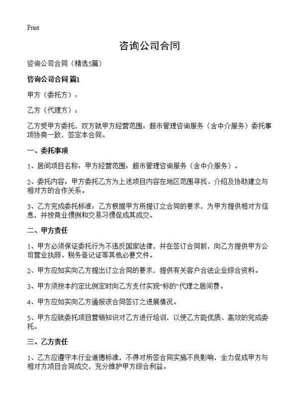 咨询公司合同5篇