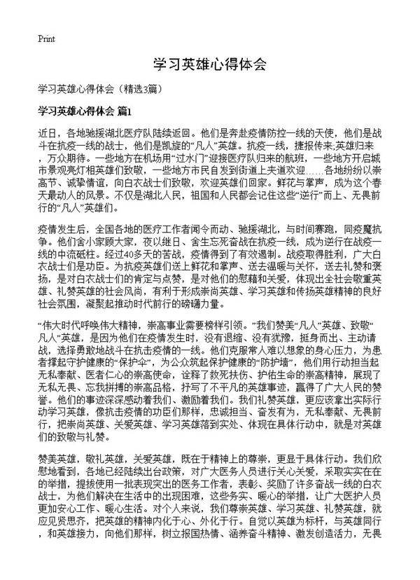学习英雄心得体会3篇
