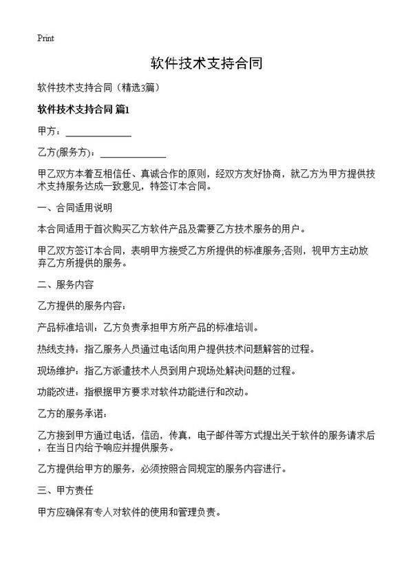 软件技术支持合同3篇