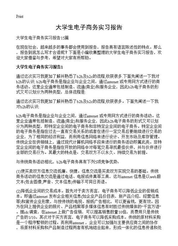 大学生电子商务实习报告