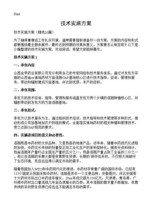 技术实施方案20篇