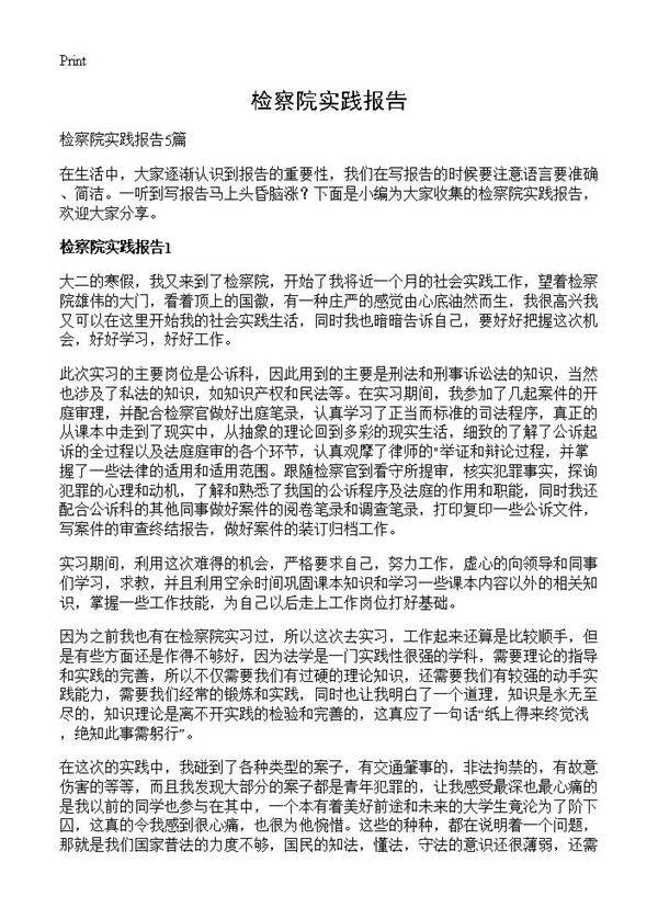 检察院实践报告