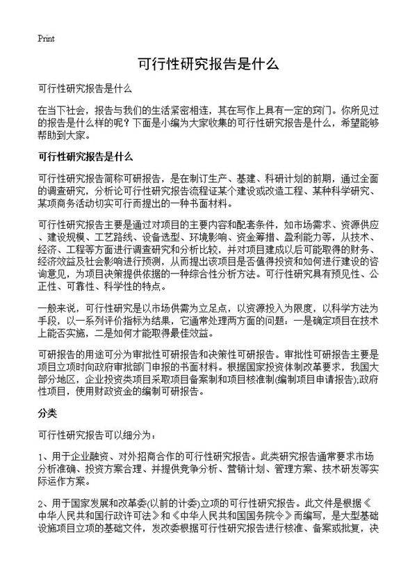 可行性研究报告是什么