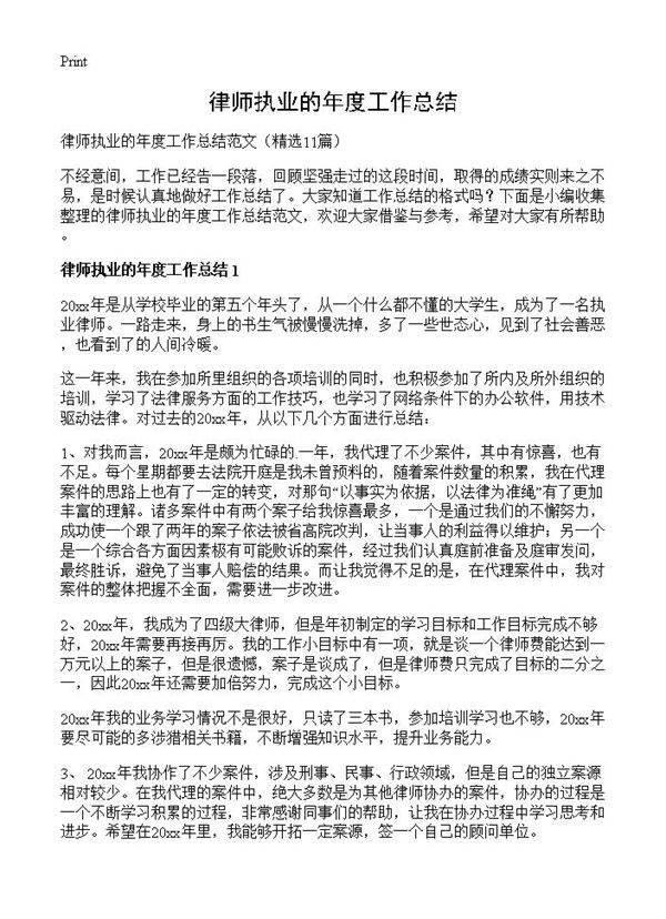 律师执业的年度工作总结11篇