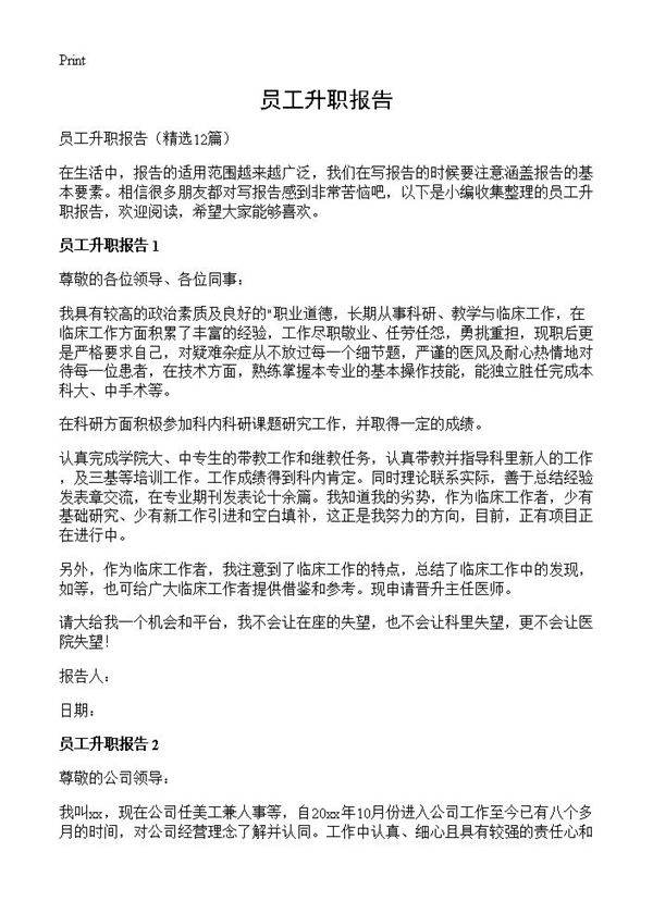 员工升职报告12篇