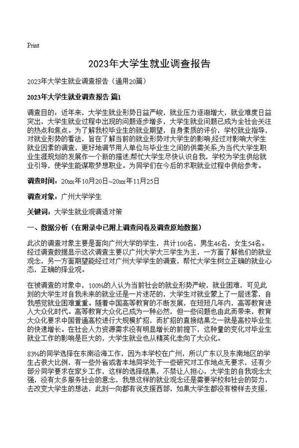 2023年大学生就业调查报告