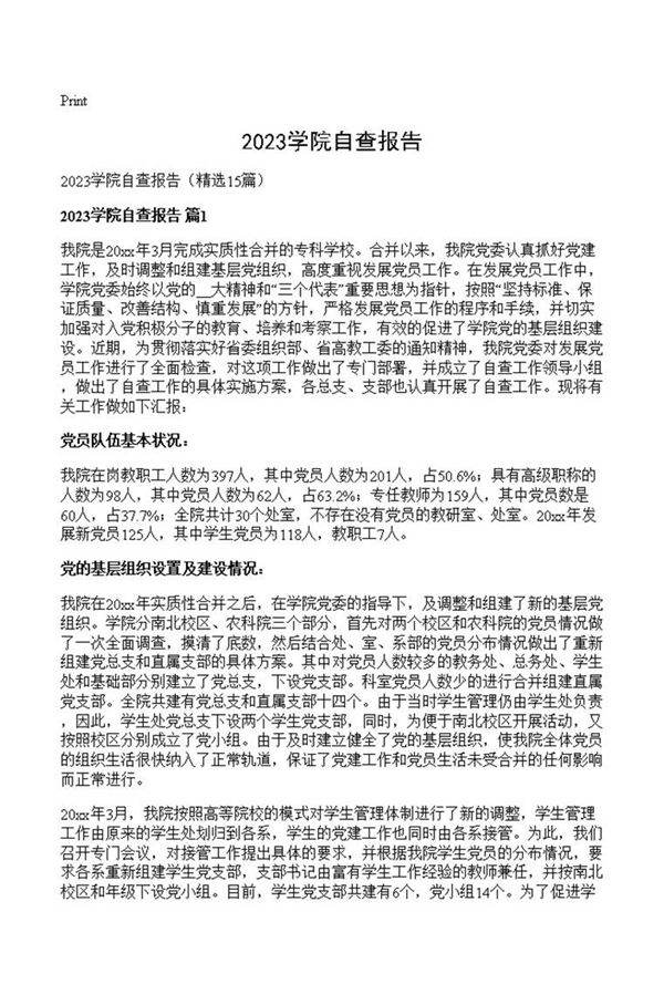 2023学院自查报告