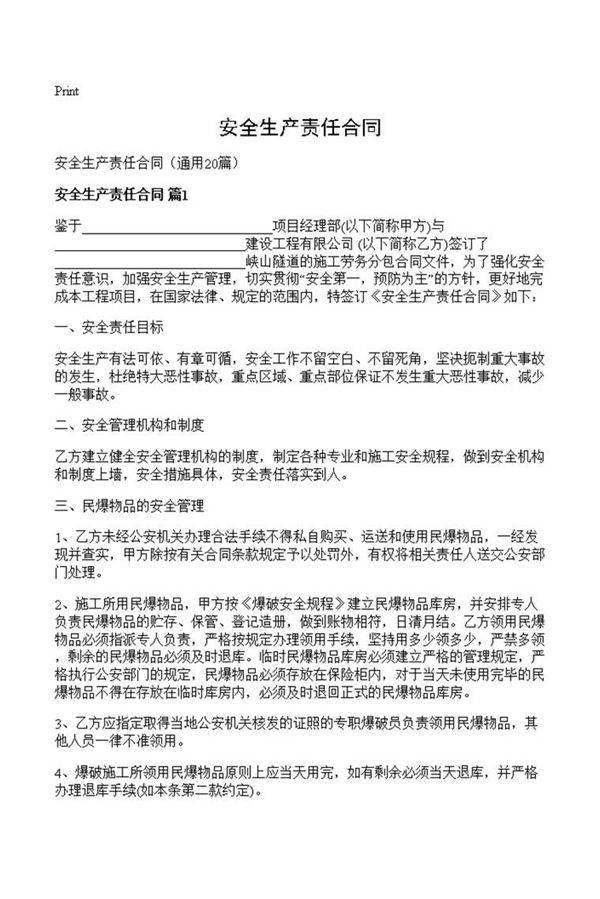 安全生产责任合同