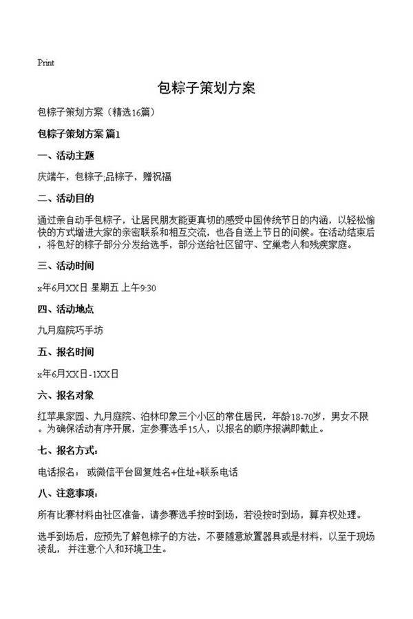 包粽子策划方案