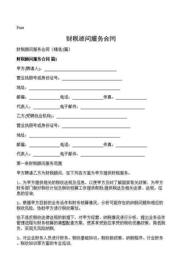 财税顾问服务合同