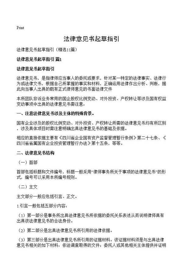 法律意见书起草指引
