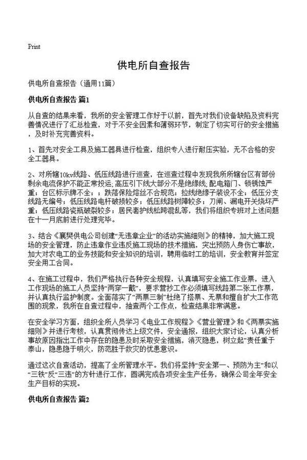 供电所自查报告