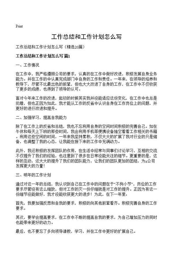 工作总结和工作计划怎么写