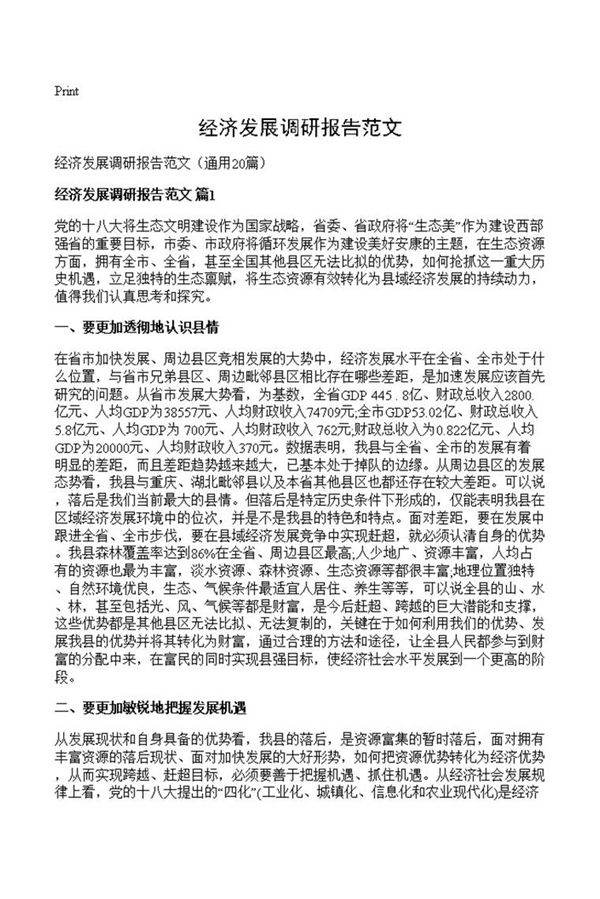 经济发展调研报告范文