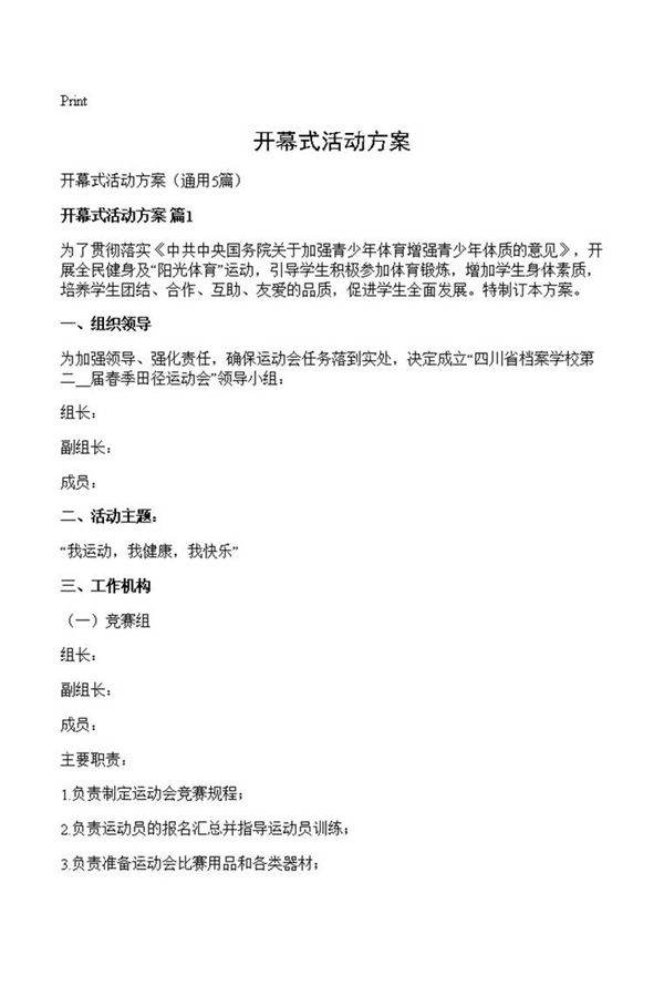 开幕式活动方案