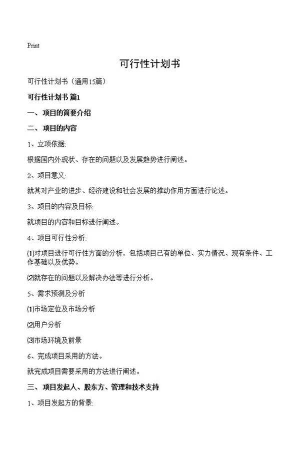 可行性计划书