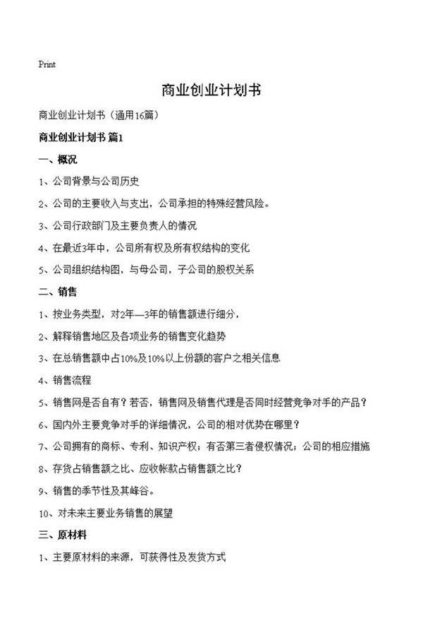 商业创业计划书