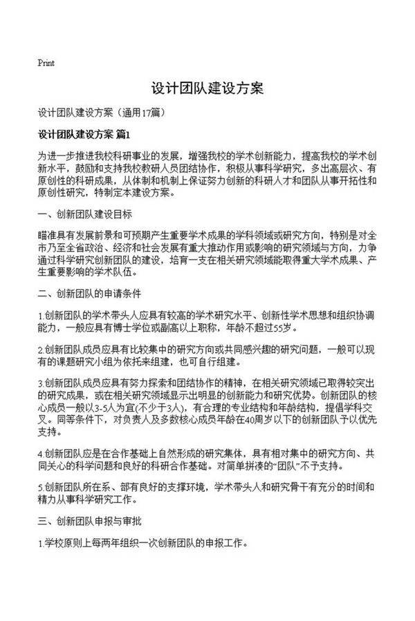 设计团队建设方案