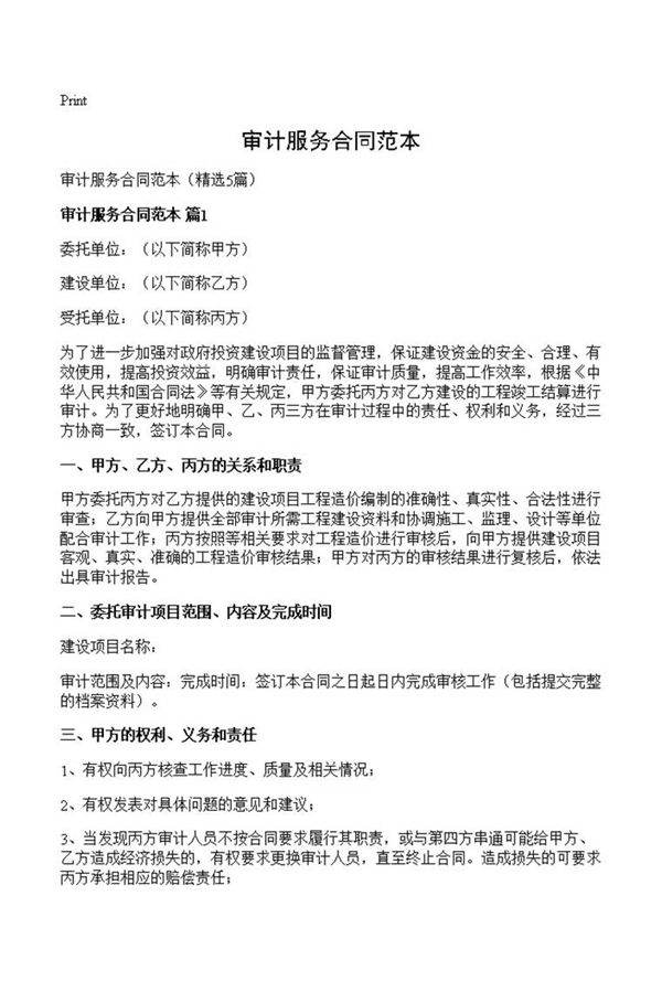 审计服务合同范本