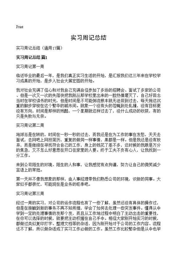 实习周记总结