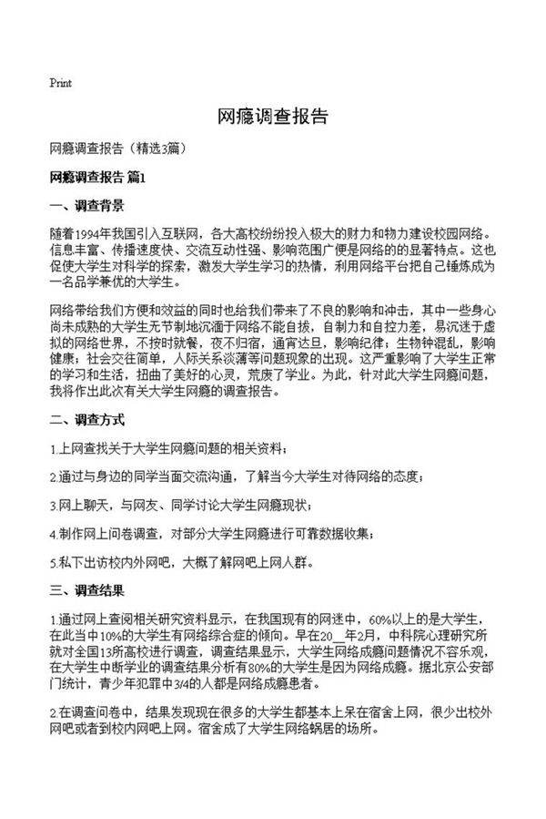 网瘾调查报告