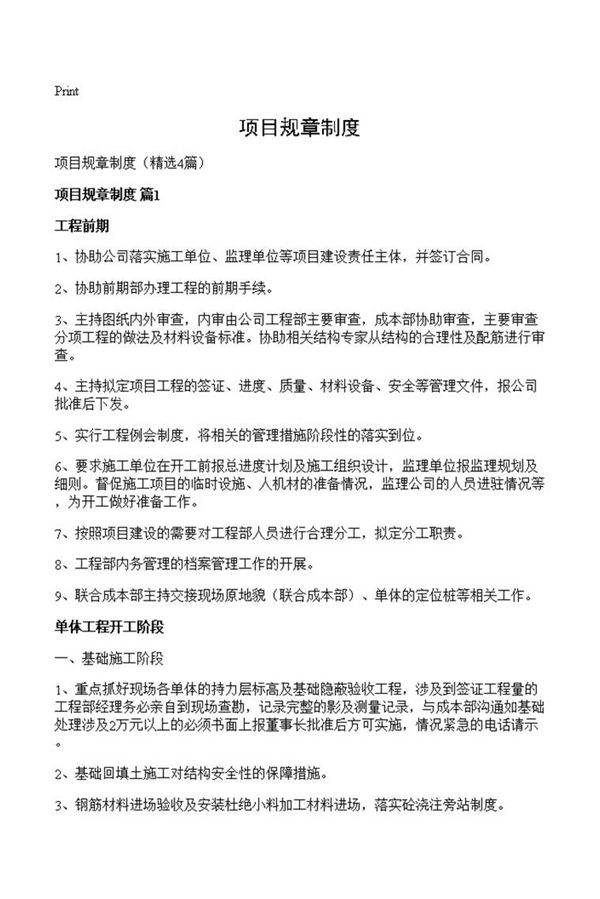 项目规章制度