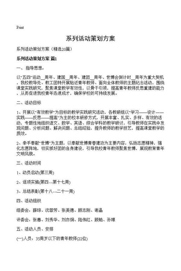 系列活动策划方案