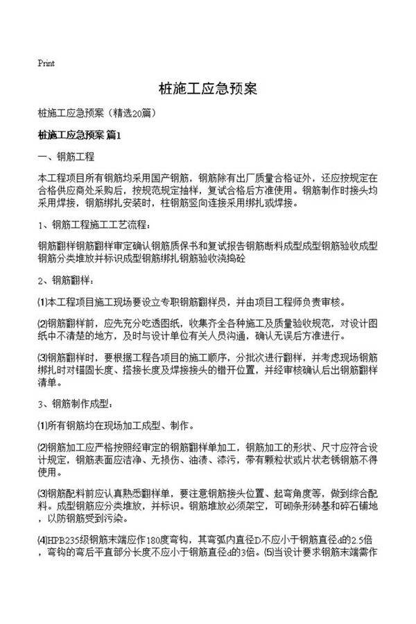 桩施工应急预案