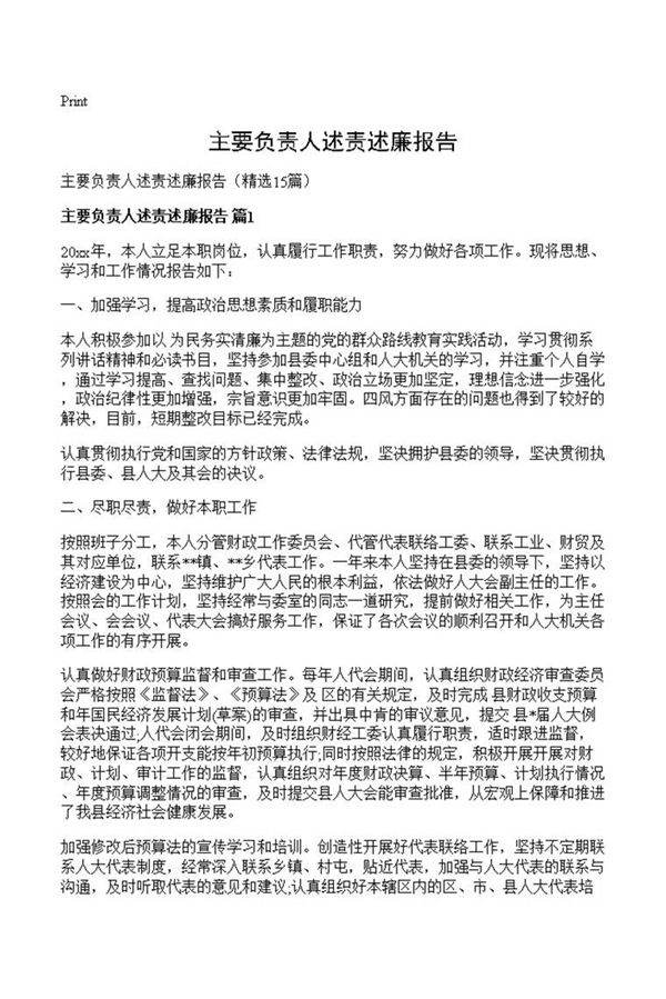 主要负责人述责述廉报告