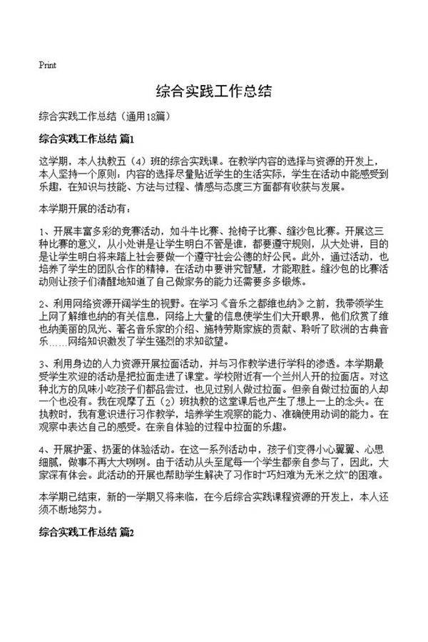 综合实践工作总结