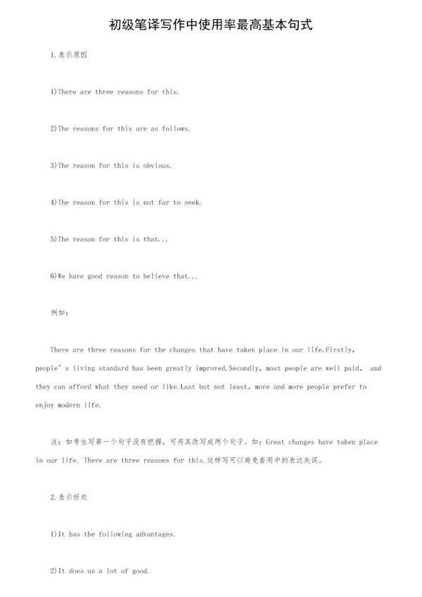 初级笔译写作中使用率最高基本句式