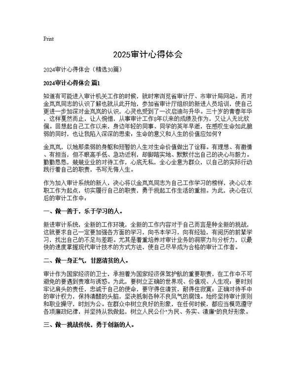 2024审计心得体会30篇