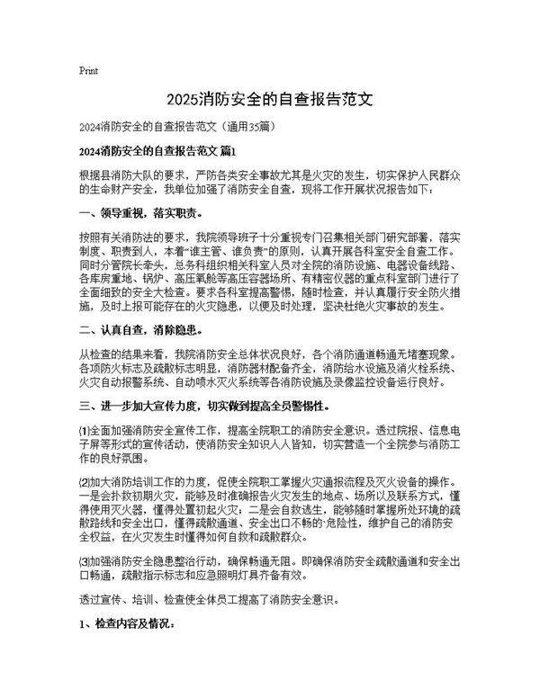 2024消防安全的自查报告范文35篇