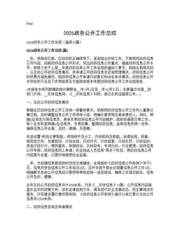 2024政务公开工作总结33篇