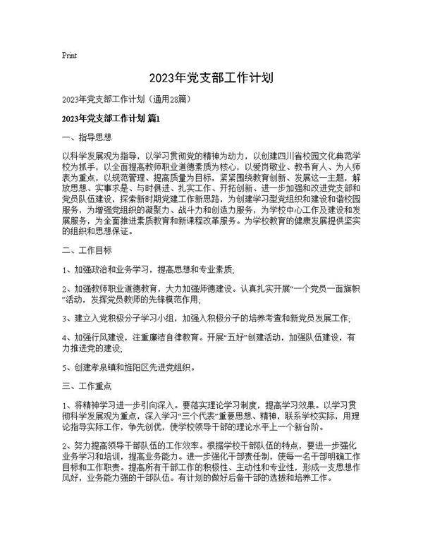 2025年党支部工作计划28篇